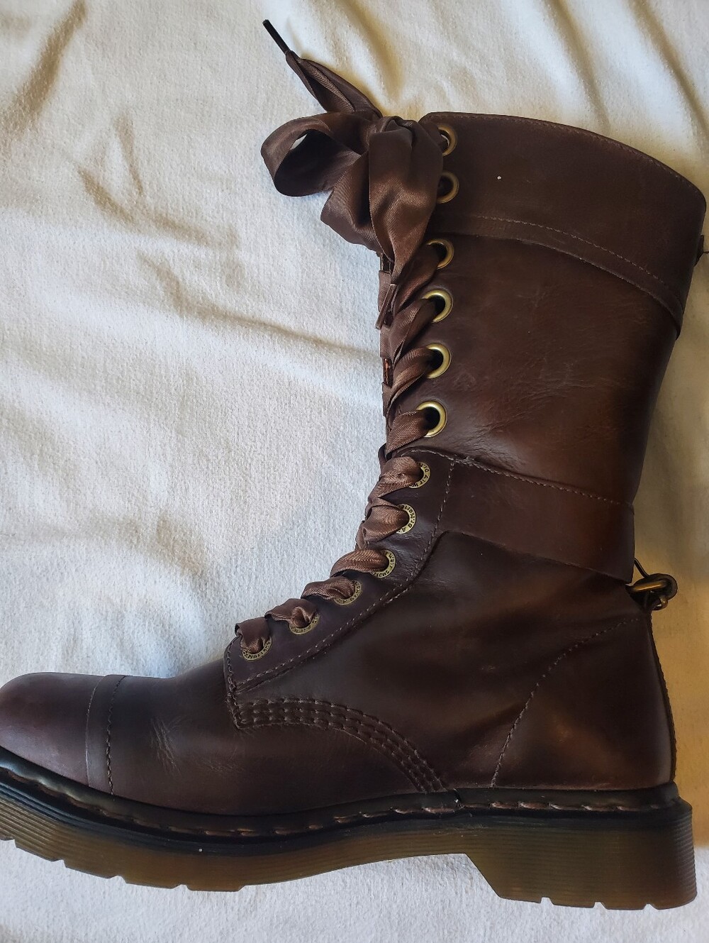 RARE Dr. Martens Triumph 1914 Brown Leather Floral Fold Down Boots - Picture 3 of 8